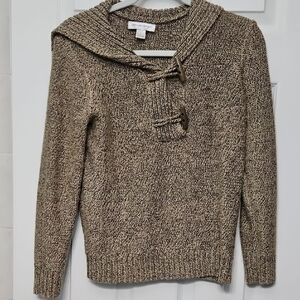 Christopher & Banks Brown Hooded Sweater with Toggle Accents